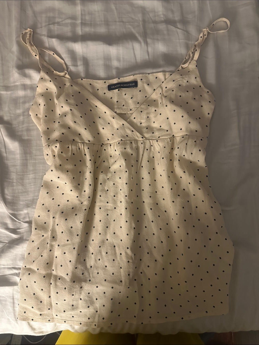 NWOT Brandy Melville Cream Spaghetti-Strap Polka Dot Tank Top